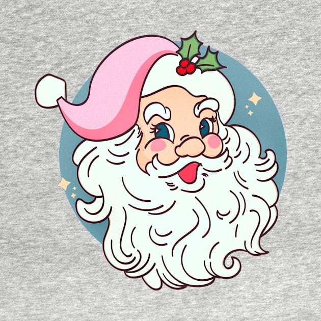 Retro Vintage Pink Santa Claus Funny Pink Christmas by alexlaw17